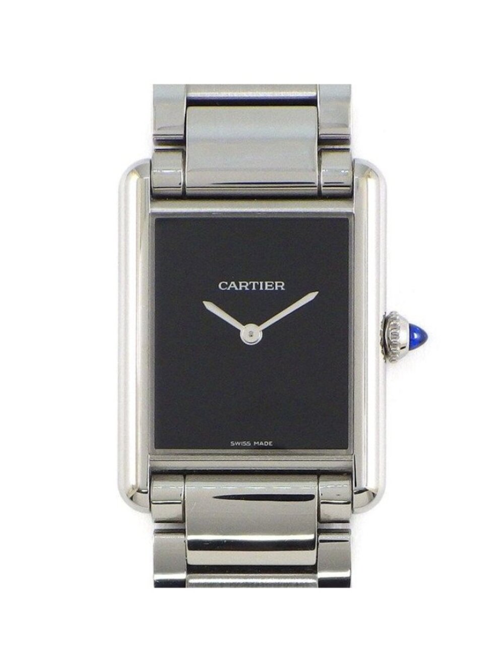 Cartier Watch Tank Must LM Rectangular Black Dial SS Quartz Analog